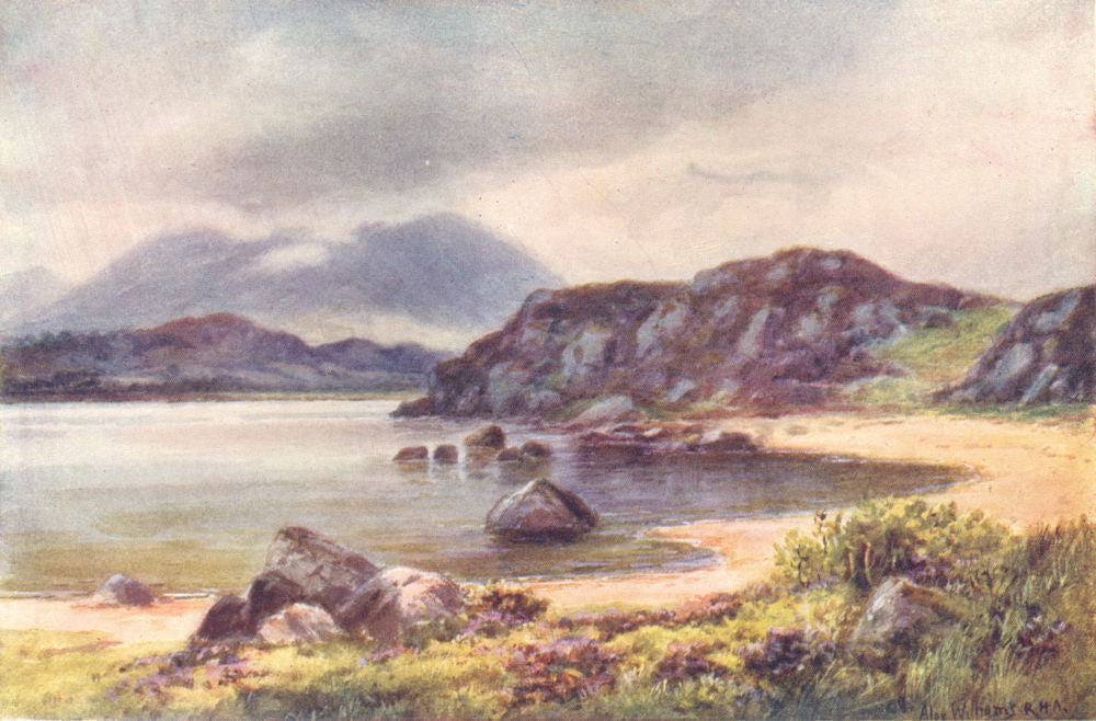 IRELAND. Connaught. Nephin, from Lough Conn. Beach. c1912 old antique print